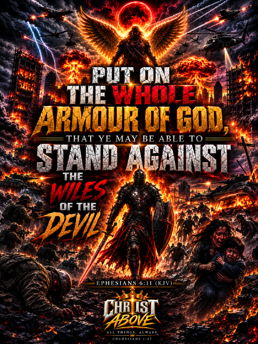 Put On the Whole Armour of God Christian affirmation poster, Ephesians 6:11 KJV, 18x24 digital download