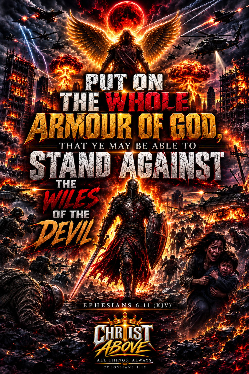 Put On the Whole Armour of God Christian affirmation poster, Ephesians 6:11 KJV, 24x36 digital download